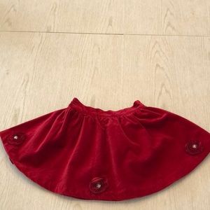 Girls velvet skirt. Ruby red. Elastic waist.